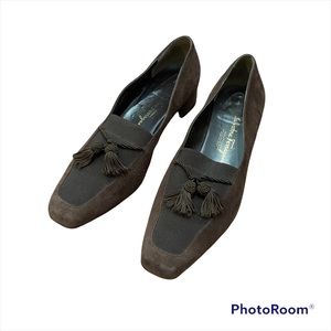 Salvatore Ferragamo Brown Suede Leather Tassel 1” Loafers size 8.5